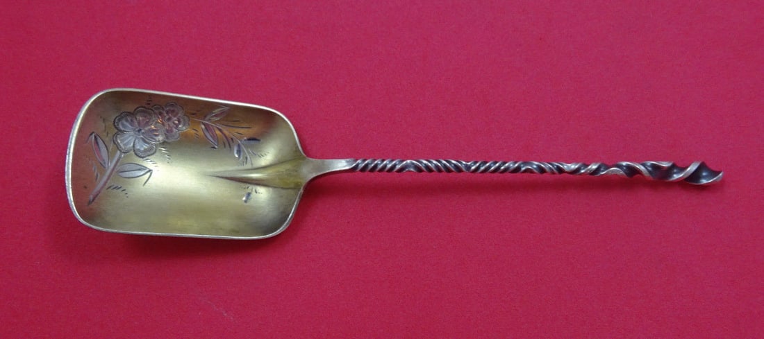 Towle Twist Sterling Silver Sugar Spoon Gold Washed Bright Cut 5.5": Towle Twist Sterling Silver Sugar Spoon Gold Washed Bright Cut 5.5" This elegant Twist by Towle sterling silver sugar spoon features a gold washed bright cut design and measures 5 1/2" in length. The