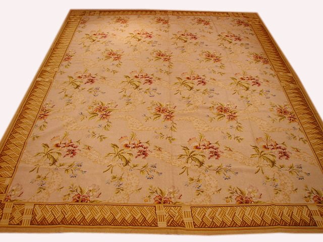 9 x 12 Handmade French Needlepoint Rug in Spring Colors (1 of 5)