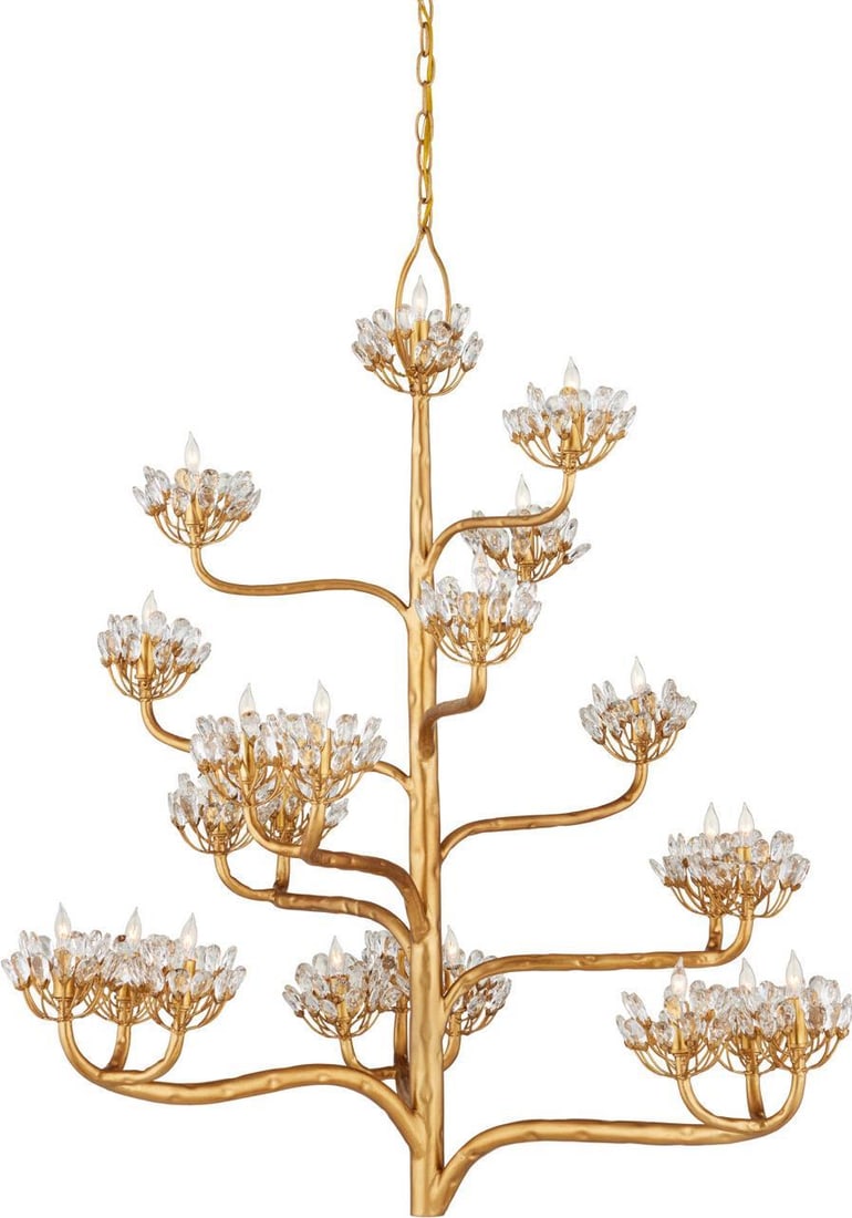 Currey Dark Contemporary Gold Agave Americana Chandelier 22 Bulbs Hand-Forged (1 of 6)
