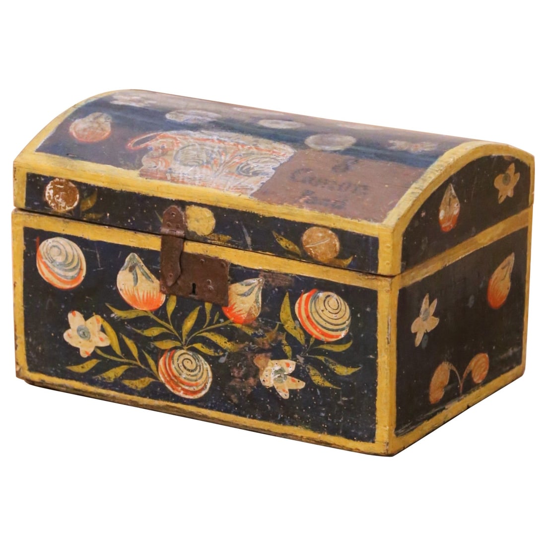 French Normandy Painted Pine Marriage Chest With Folk Art Decoration Circa 1780 (1 of 12)