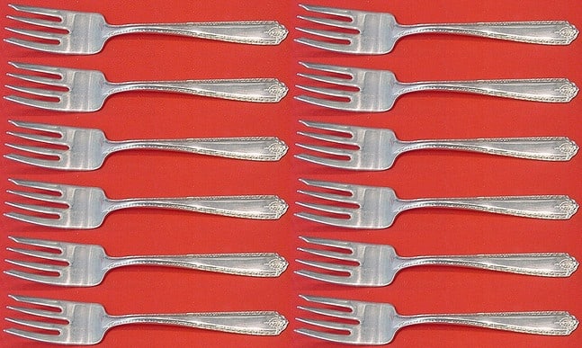 Westmorland Lady Hilton Sterling Silver Salad Forks Set of 12 6 1/8" (1 of 4)