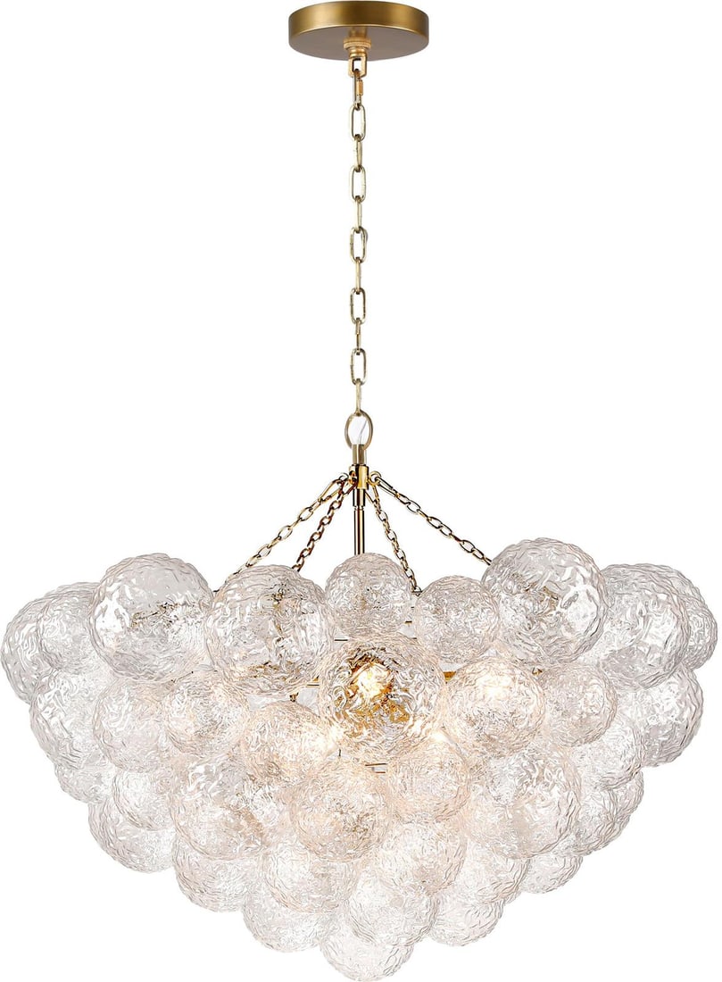 Seraphina Antique Style Brass Bowl Chandelier 8 Bulbs Glass (1 of 7)