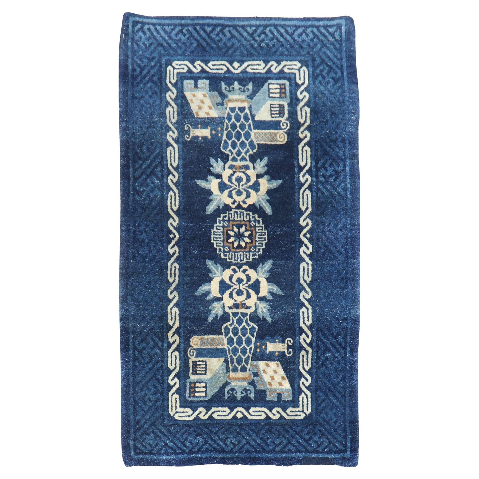 Zabihi Collection Chinese Blue Hand-Woven Folk Art Rug 28 x 50: Zabihi Collection Chinese Blue Hand-Woven Folk Art Rug 28 x 50 Enhance your space with this exquisite Chinese Blue Scatter Size Rug from the Zabihi Collection. Hand-woven from high-quality wool, this