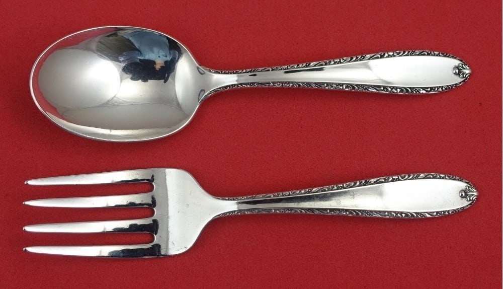 Alvin Southern Charm Sterling Silver 2-Piece Baby Set 4 1/4" (1 of 2)