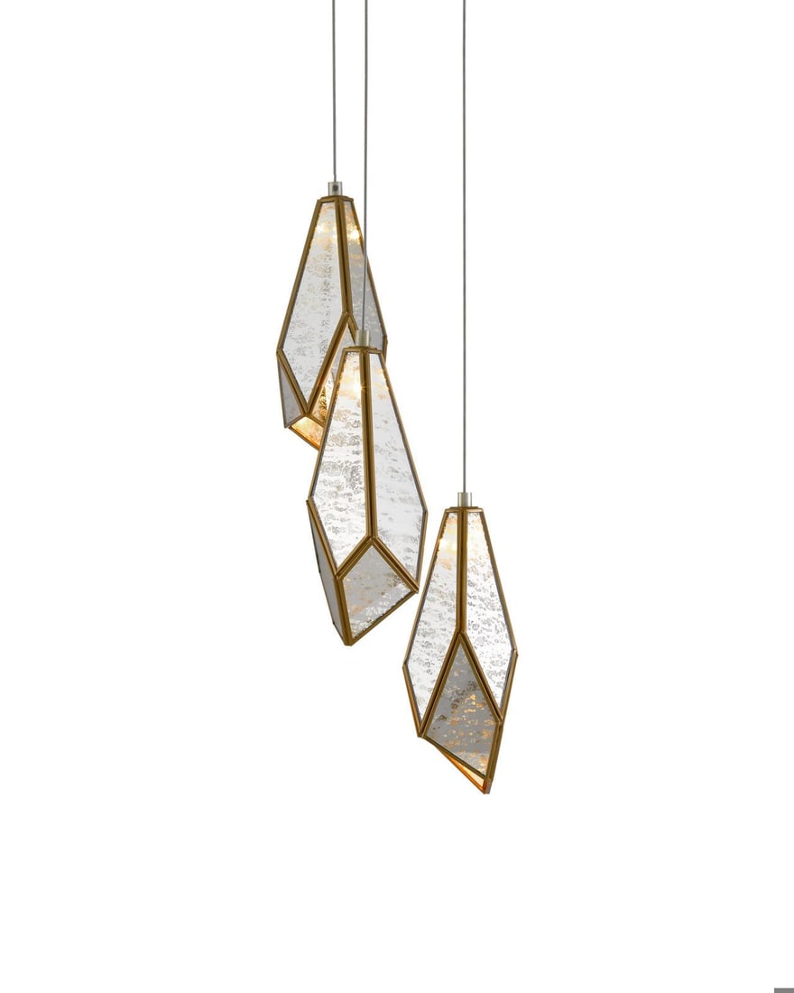 Currey Glace Brass Multi-Drop Pendant Light 3-Light (1 of 4)