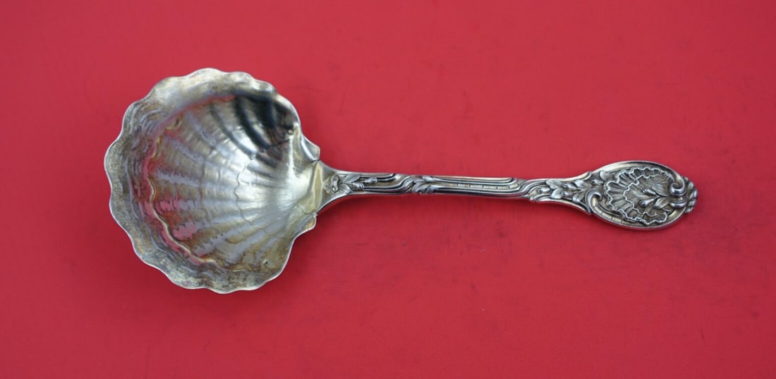 French Sterling Silver Berry Spoon 8.5" with Shell Motif (1 of 2)