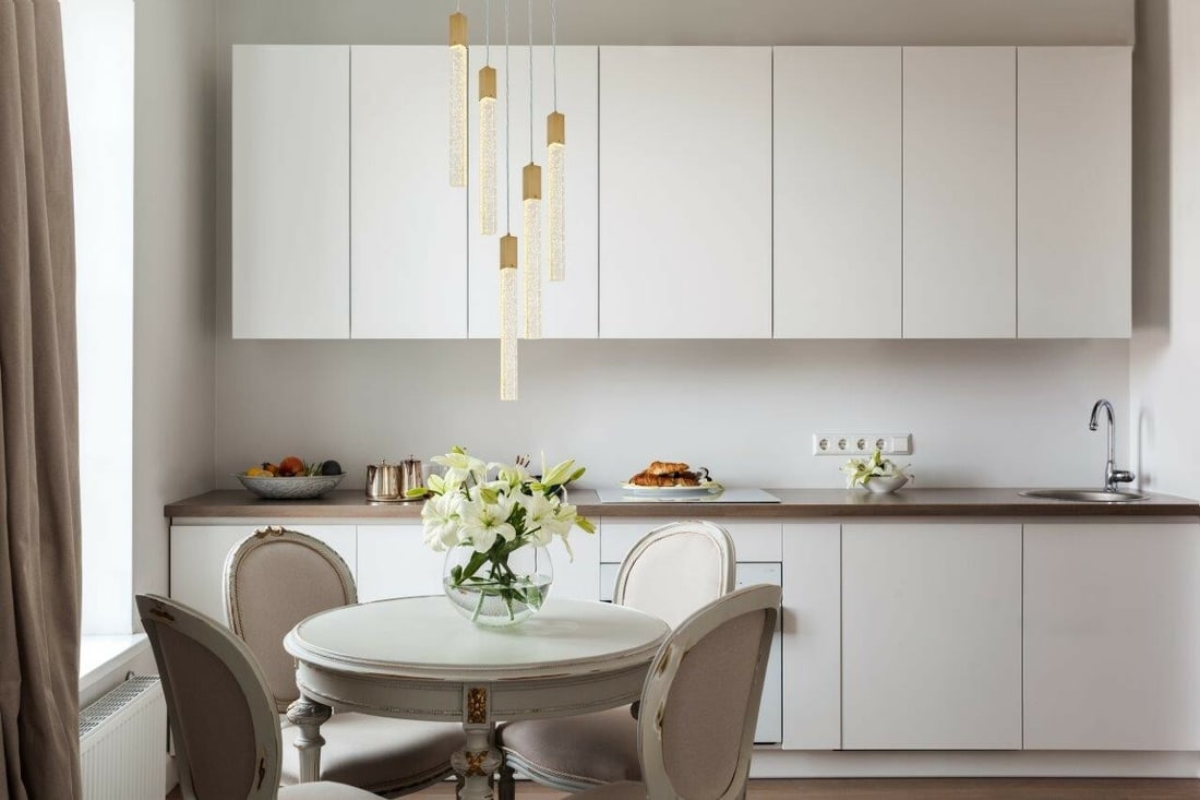 Weston Modern Satin Gold Pendant Chandelier With Clear Seeded Crystal Glass (1 of 12)