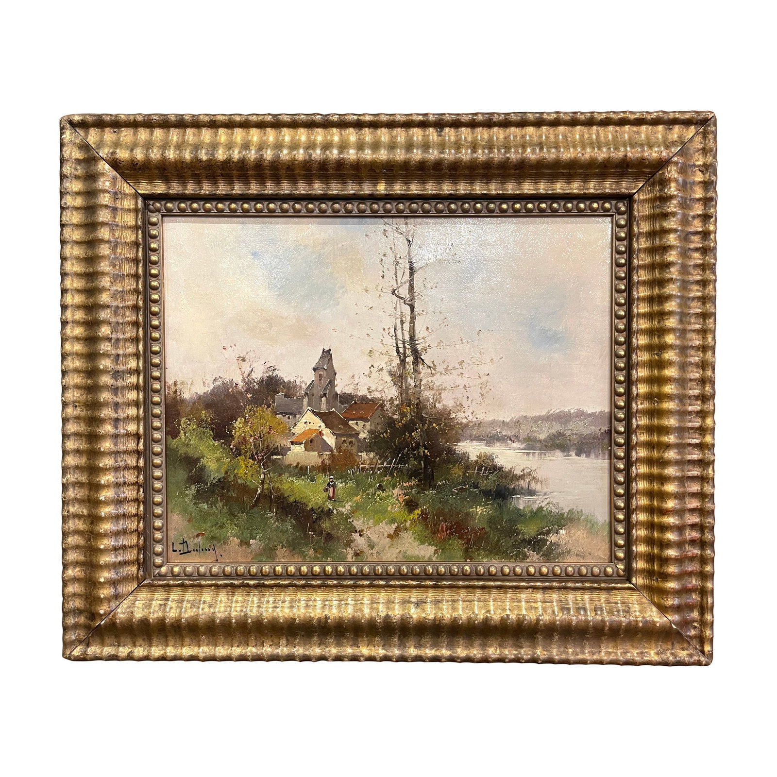 19th Century French Oil Painting by L. Dupuy in Giltwood Frame (1 of 11)