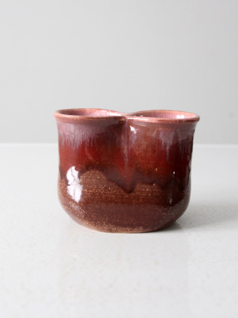 Vintage Handmade Double Opening Pottery Vase Signed Artist (1 of 10)