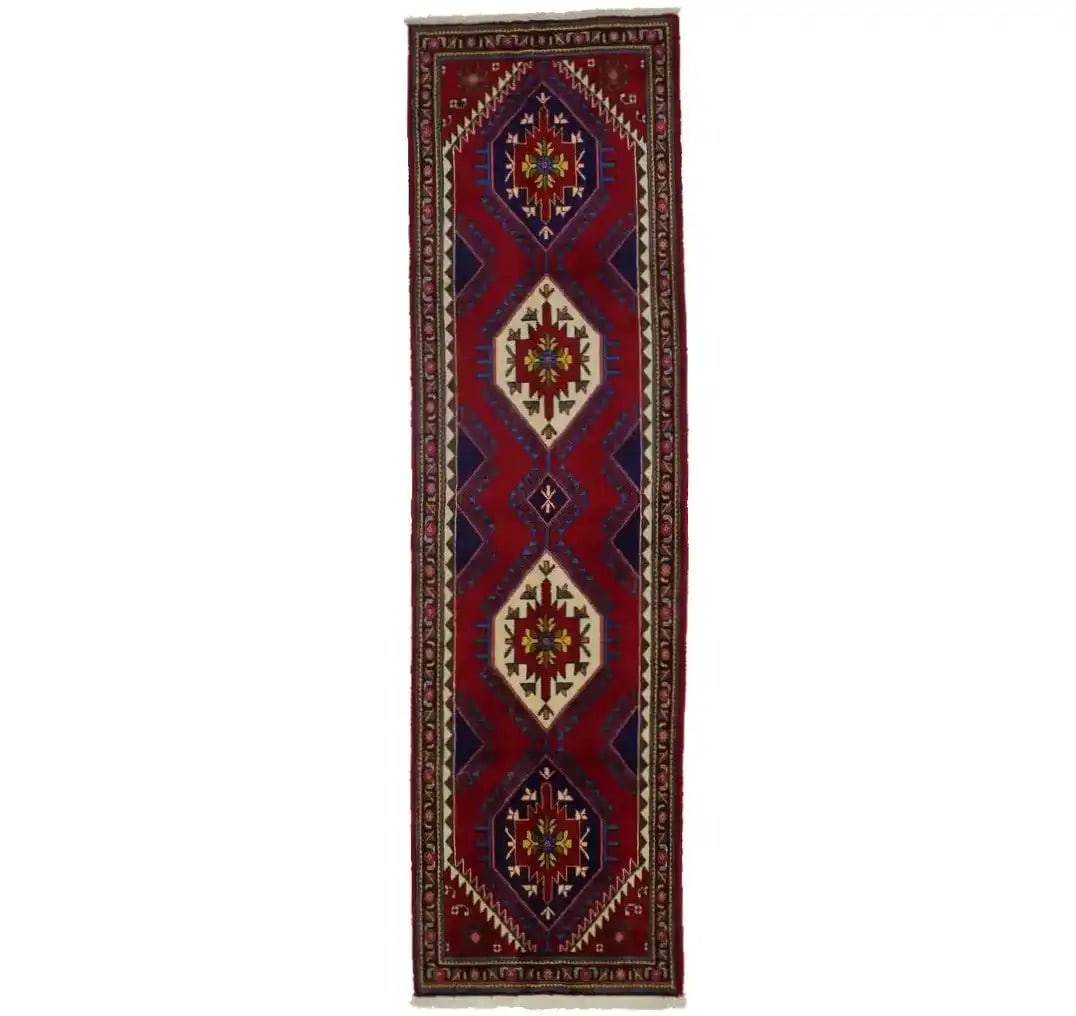 Vintage Tribal Hand-Knotted Wool Runner Rug 3'7 x 13' Geometric Pattern (1 of 16)