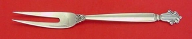 Georg Jensen Acanthus Sterling Silver 2-Tine Cold Meat Fork 8 1/8": Georg Jensen Acanthus Sterling Silver 2-Tine Cold Meat Fork 8 1/8" This exquisite Acanthus cold meat fork by Georg Jensen features a classic 2-tine design, measuring 8 1/8 inches in length. Crafted fr