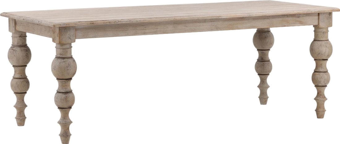 Merak Antique Style Rectangular Dining Table Reclaimed Pine Wood (1 of 4)