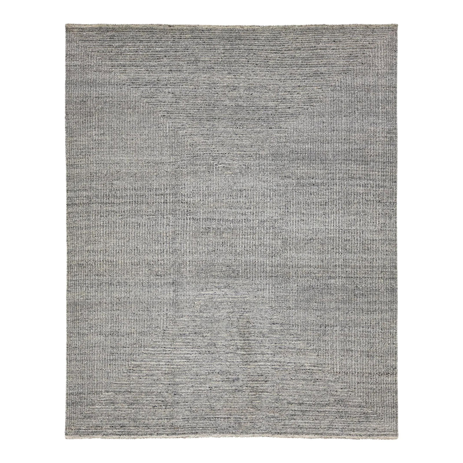 Handmade Moroccan Wool Rug 7'11 x 9'10 Light Gray Geometric Design (1 of 9)