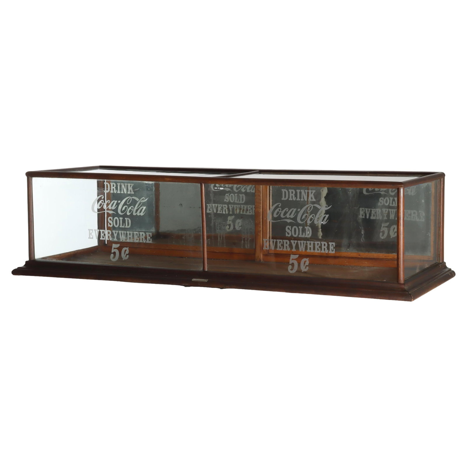 Oak Counter Display Case Featuring 5 Cent Coca Cola Advertising Circa 1920 (1 of 16)