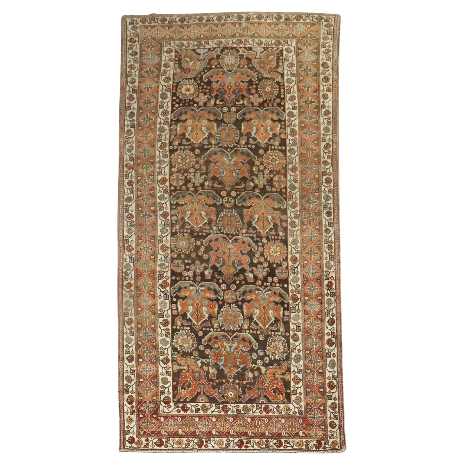 1930s Brown Tribal Persian Kurd Hand-Knotted Wool Rug 59 x 118 (1 of 12)