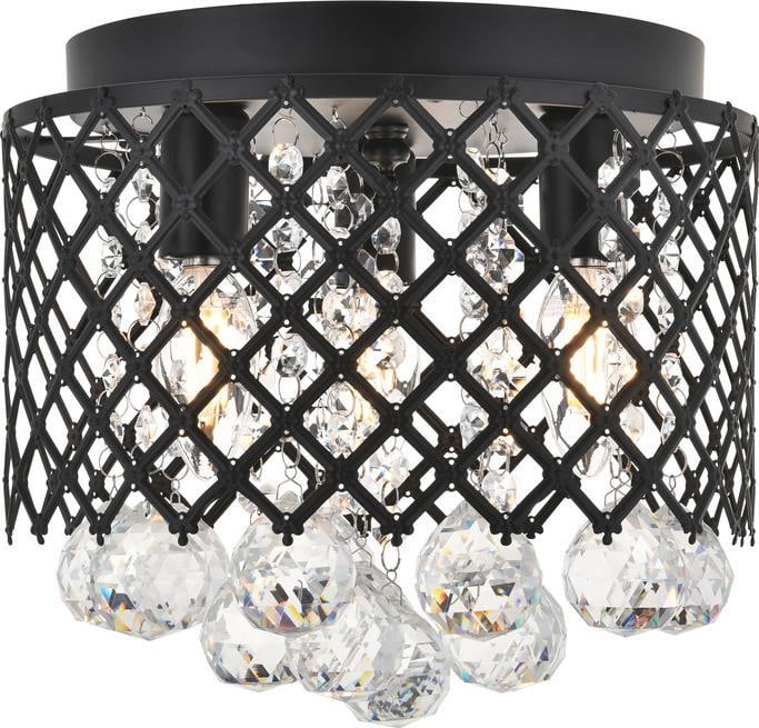 Elegant Lighting Tully Black Crystal Flush Mount Ceiling Light (1 of 1)