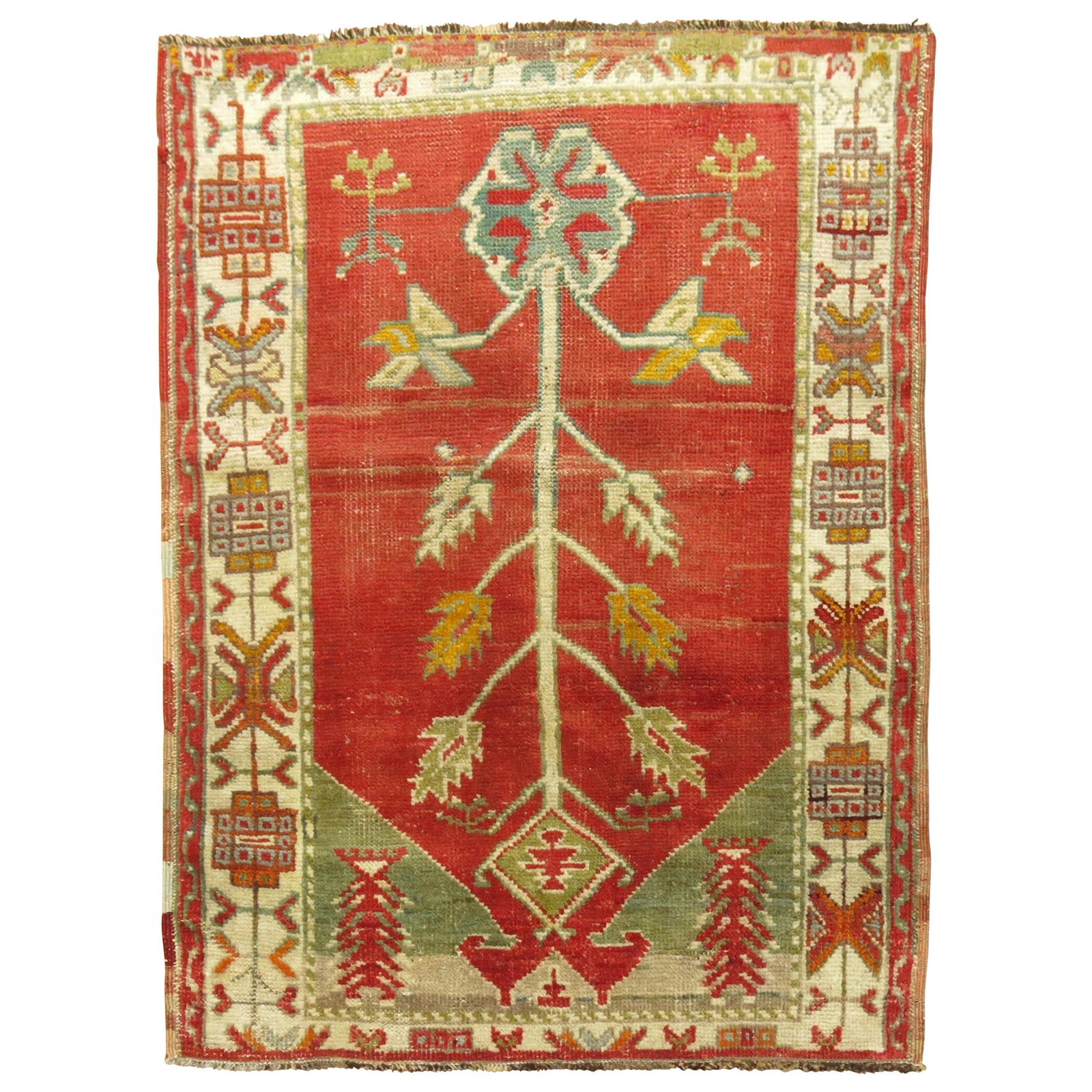 Antique Turkish Oushak Prayer Rug Hand-Knotted Wool 20th Century (1 of 7)