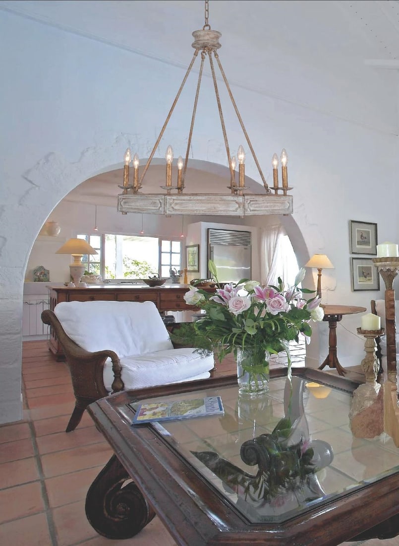 Terracotta Charlotte 8-Light Washed White Bowl Chandelier (1 of 1)