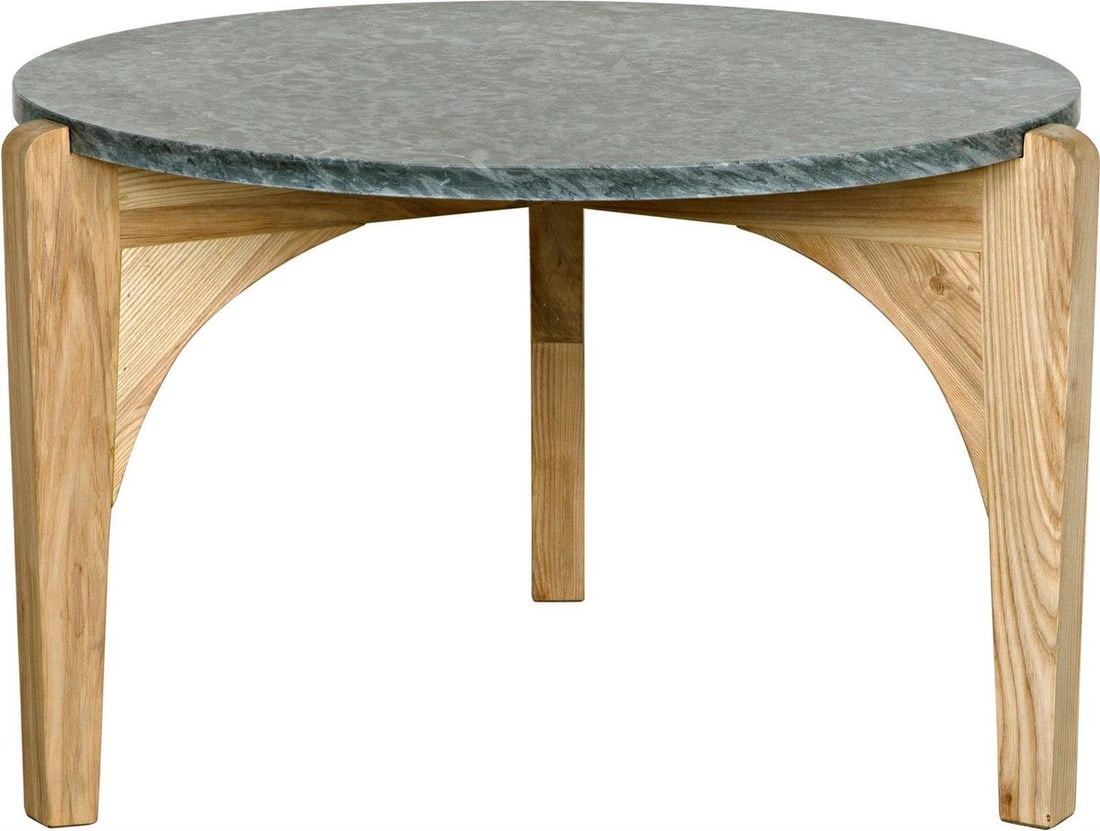 Confucius Square Elm Coffee Table with Night Snow Marble Top (1 of 11)