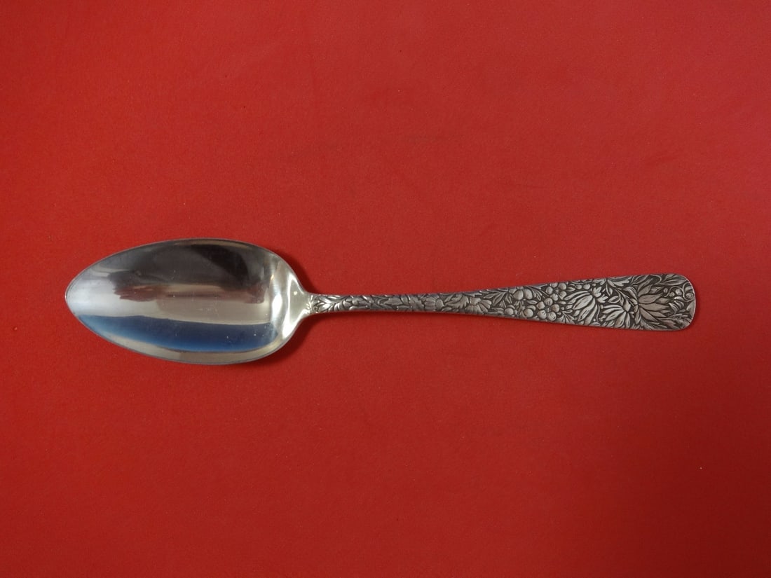 Wallace Embossed Sterling Silver Place Soup Spoon 7.5 inches: Wallace Embossed Sterling Silver Place Soup Spoon 7.5 inches This exquisite soup spoon is crafted from high-quality sterling silver and features an elegant embossed pattern by Wallace. Measuring 7 1/2