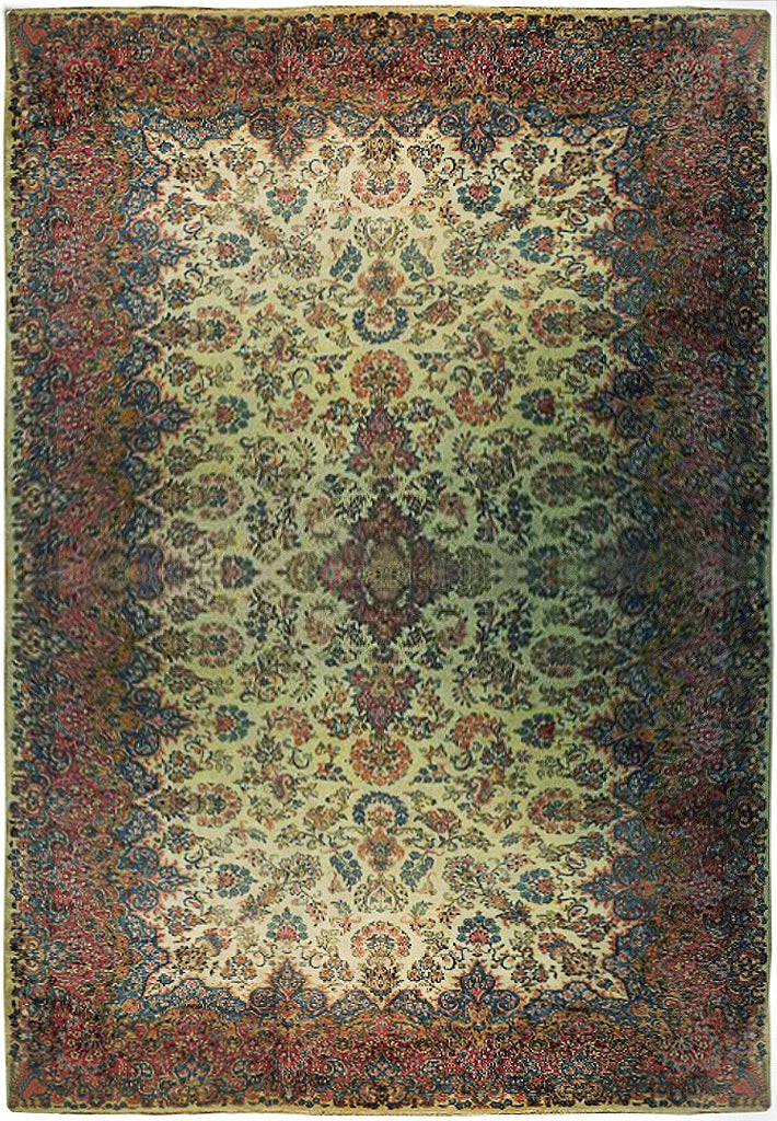 Ivory Antique Persian Lavar Kerman Rug 9.7 x 19 Handcrafted Elegance (1 of 6)