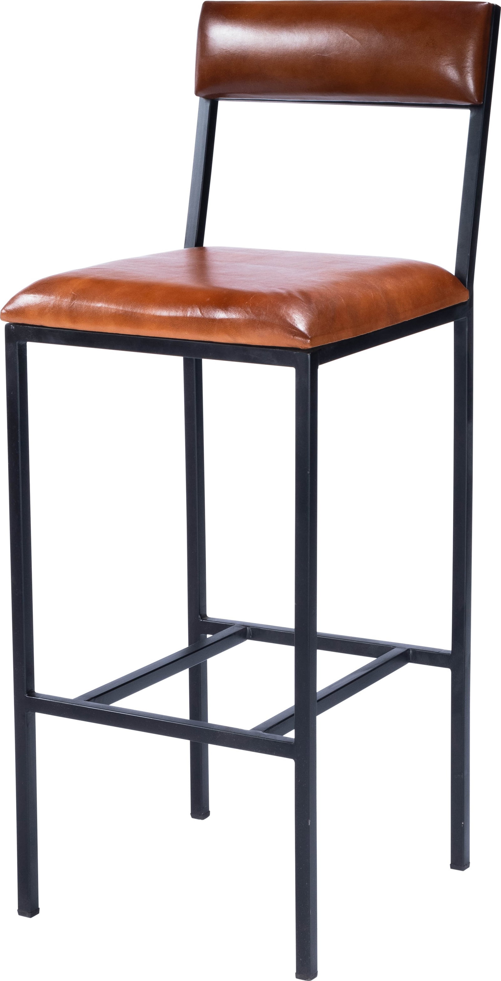 Butler Industrial Brown Leather Bar Stool 43 Inch Height (1 of 9)