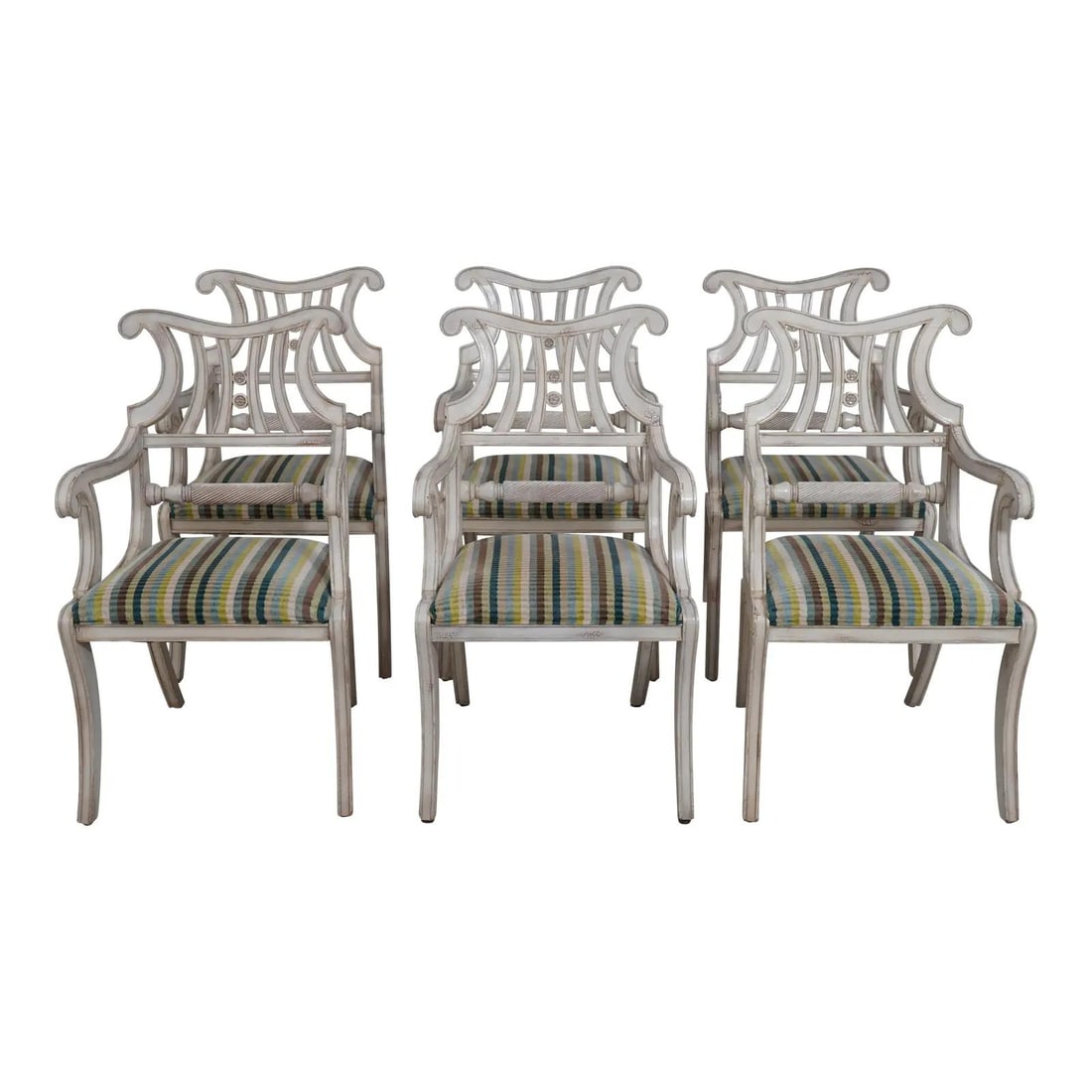 Set of 6 Neoclassical White Dining Chairs by Councill Craftsmen (1 of 10)
