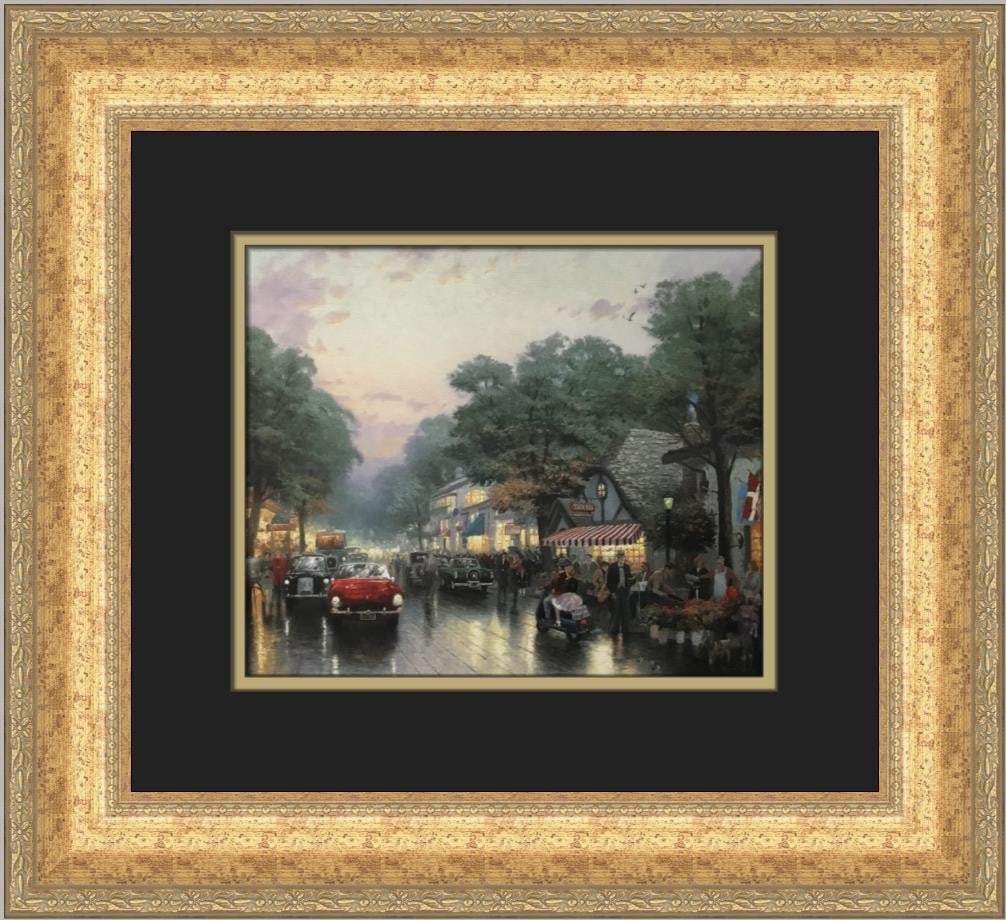 Thomas Kinkade Dolores Street Framed Print 16 x 18 Open Edition: Thomas Kinkade Dolores Street Framed Print 16 x 18 Open Edition This beautiful custom framed print titled "Dolores Street and Tuck Box Tea Room" by renowned artist Thomas Kinkade showcases a charming