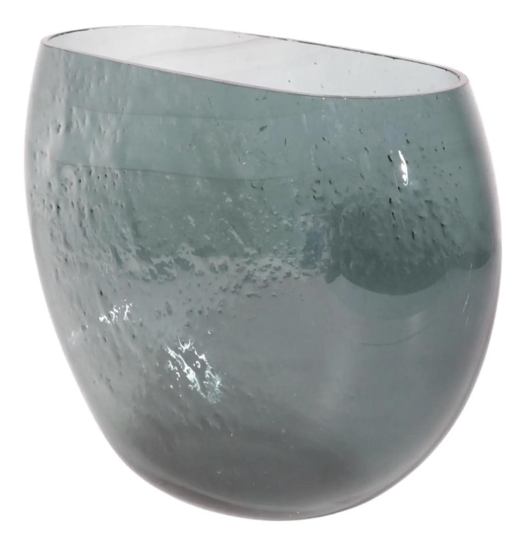 Light Gray Textured Art Glass Pillow Vase Mid Century (1 of 10)