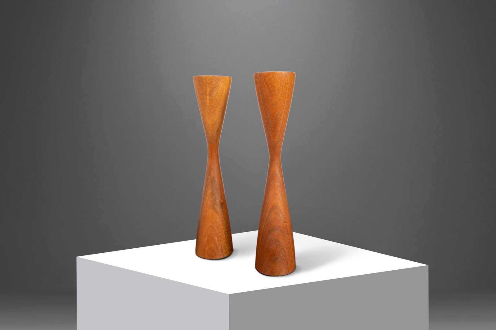 Rude Osolnik Danish Mid Century Modern Walnut Candlestick Holders Set of Two (1 of 7)
