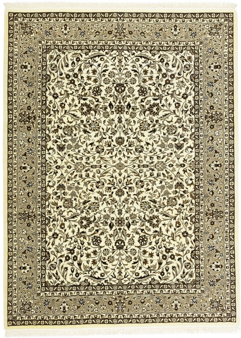 Handmade Kirman Rug Cream Floral Design Traditional Wool Area Rug 6x8 (1 of 18)