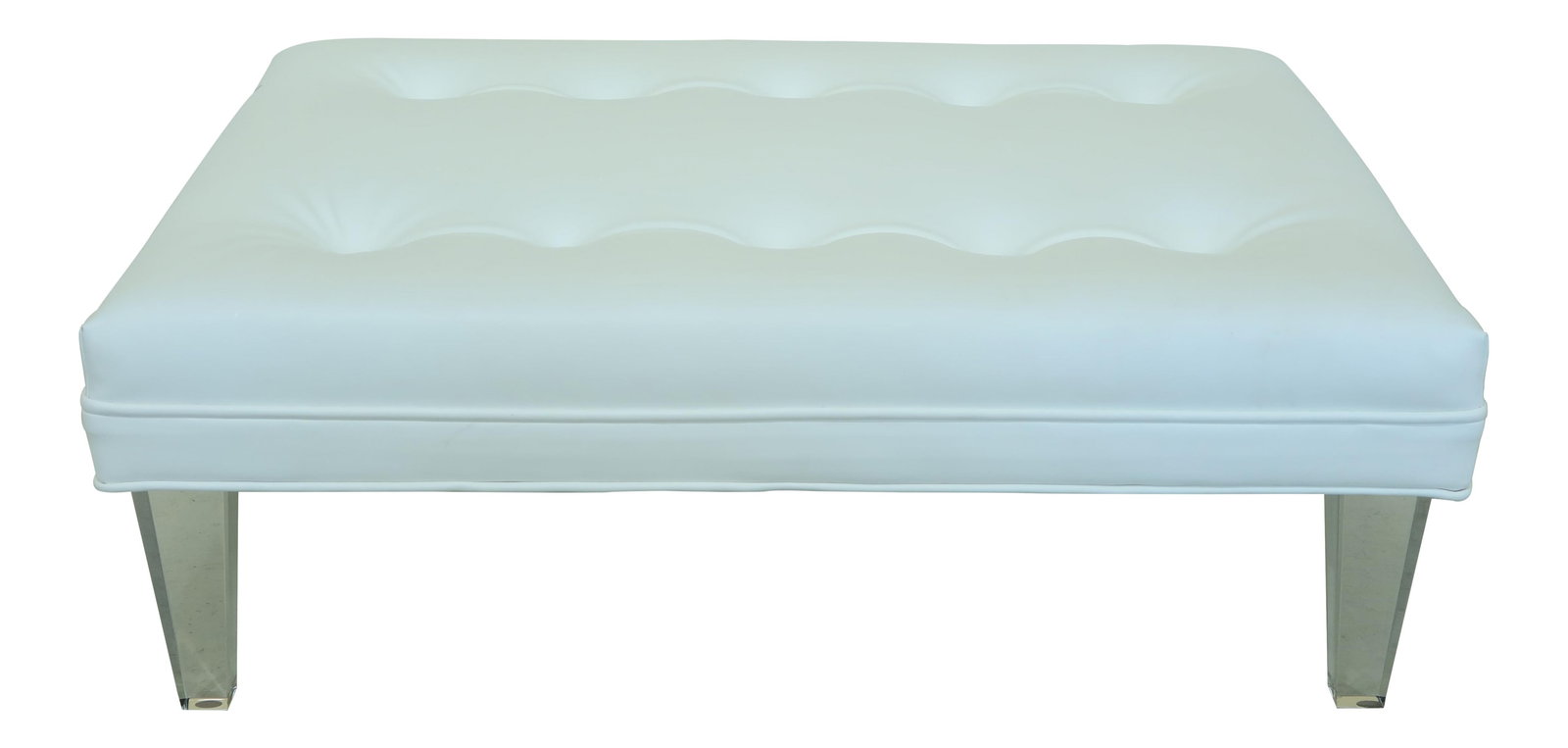 Modern Lucite Leg Ottoman with White Leather Seat (1 of 7)