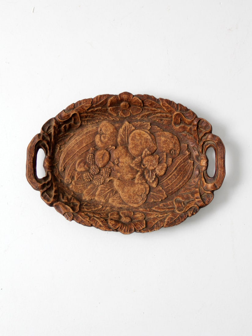 Vintage Burwood Fruit and Floral Relief Serving Tray with Handles (1 of 6)