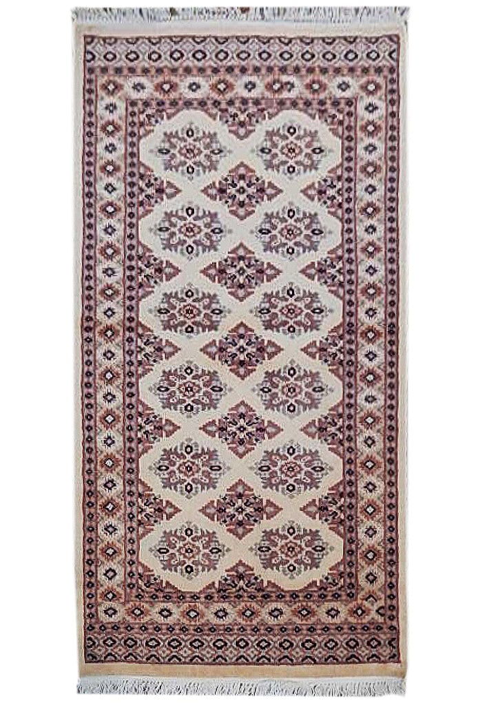 2'6" x 4'4" Ivory Jaldar Hand-Knotted Bokhara Area Rug (1 of 7)