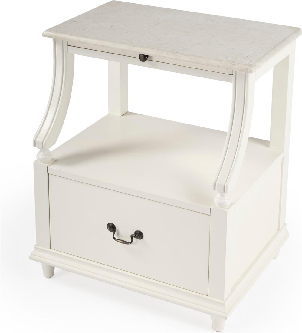 Butler Mabel Transitional Nightstand with White Marble Top 28.25H (1 of 8)