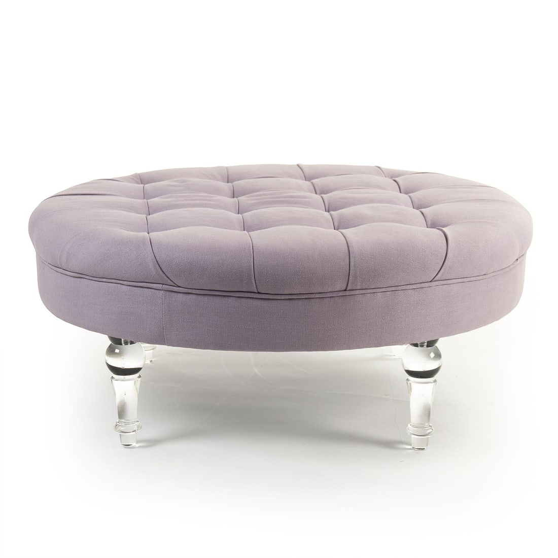 Zentique Versatile Violet Pouf Chair Ottoman Acrylic Linen (1 of 3)