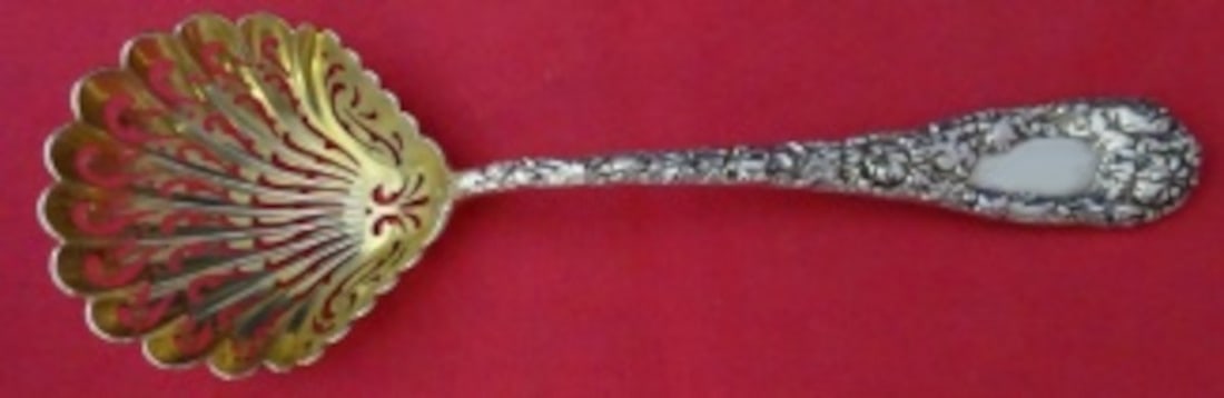 Durgin Chrysanthemum Sterling Silver Gold Washed Sugar Sifter 7 Inch (1 of 2)