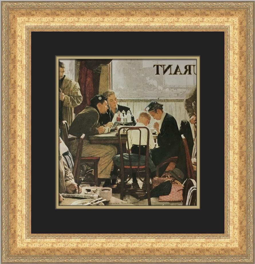 Norman Rockwell Saying Grace Custom Framed Art Print 1977 (1 of 2)