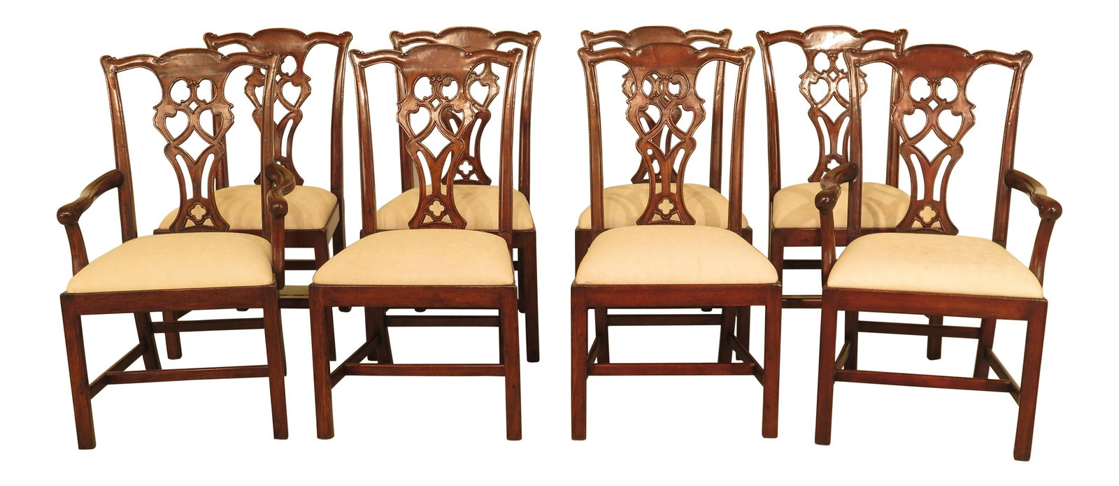 Set of 8 Jonathan Charles Chippendale Mahogany Dining Chairs (1 of 10)