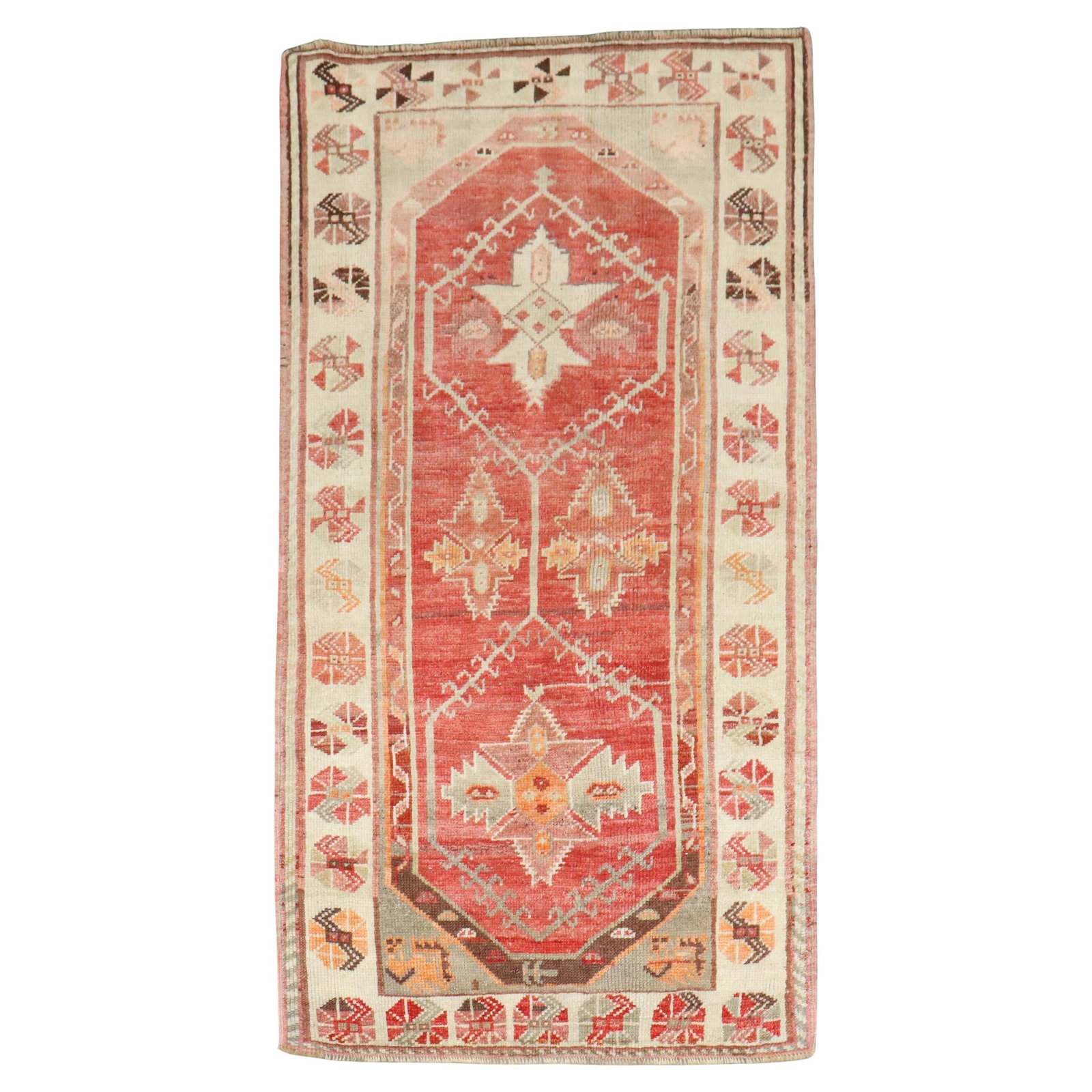 Antique Turkish Oushak Hand-Woven Wool Rug 37 x 67 Inches (1 of 8)