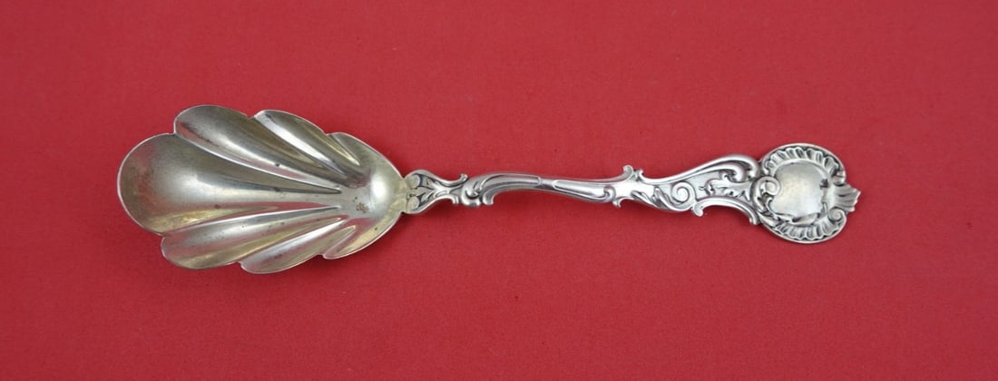 Sterling Silver Shell Bowl Sugar Spoon Rococo Pattern by Shiebler 6.25 Inch (1 of 3)