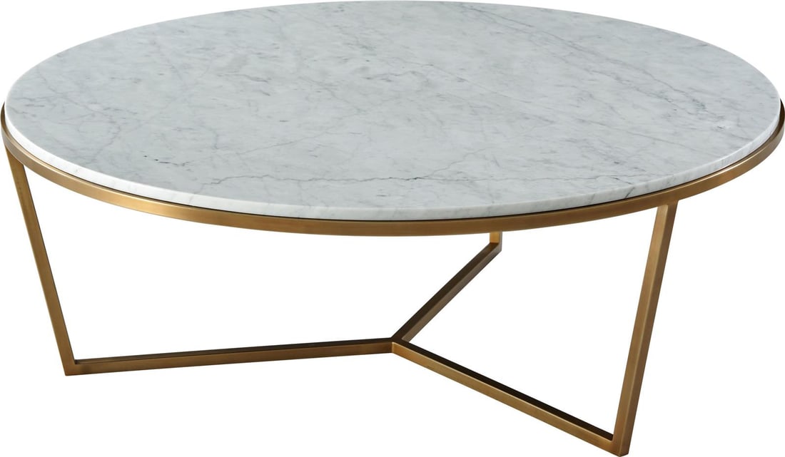 Theodore Alexander Fisher Round Marble Table with Brass Base (1 of 5)