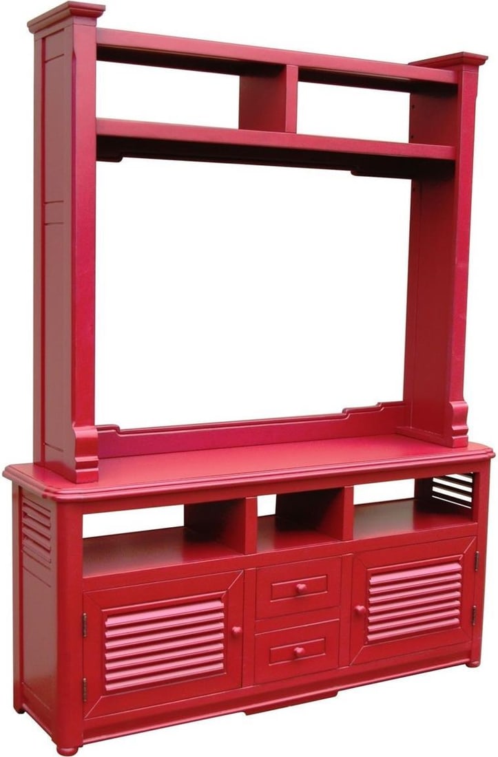 Trade Winds Newport Media Cabinet White Mahogany Frame 50H 59W 13D (1 of 3)