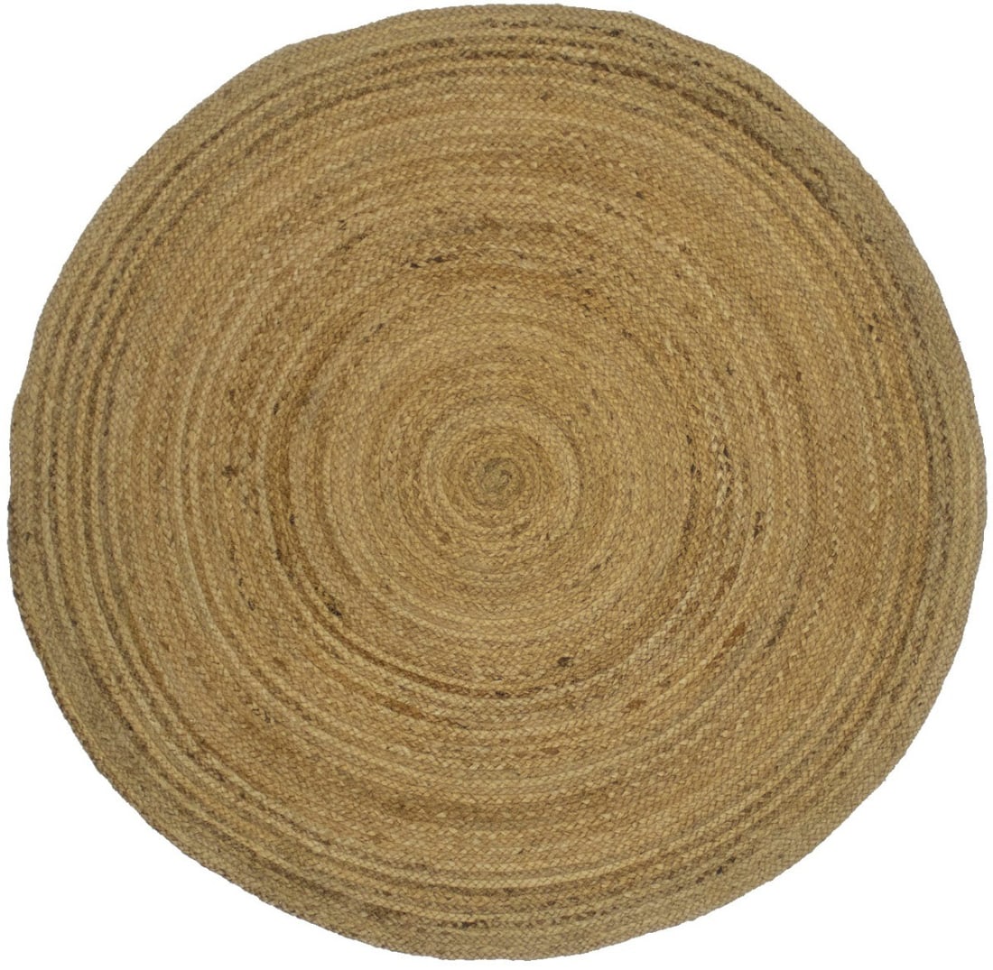 Handmade Round Braided Jute Rug Modern 4x4 ft Reversible Natural Fiber (1 of 8)