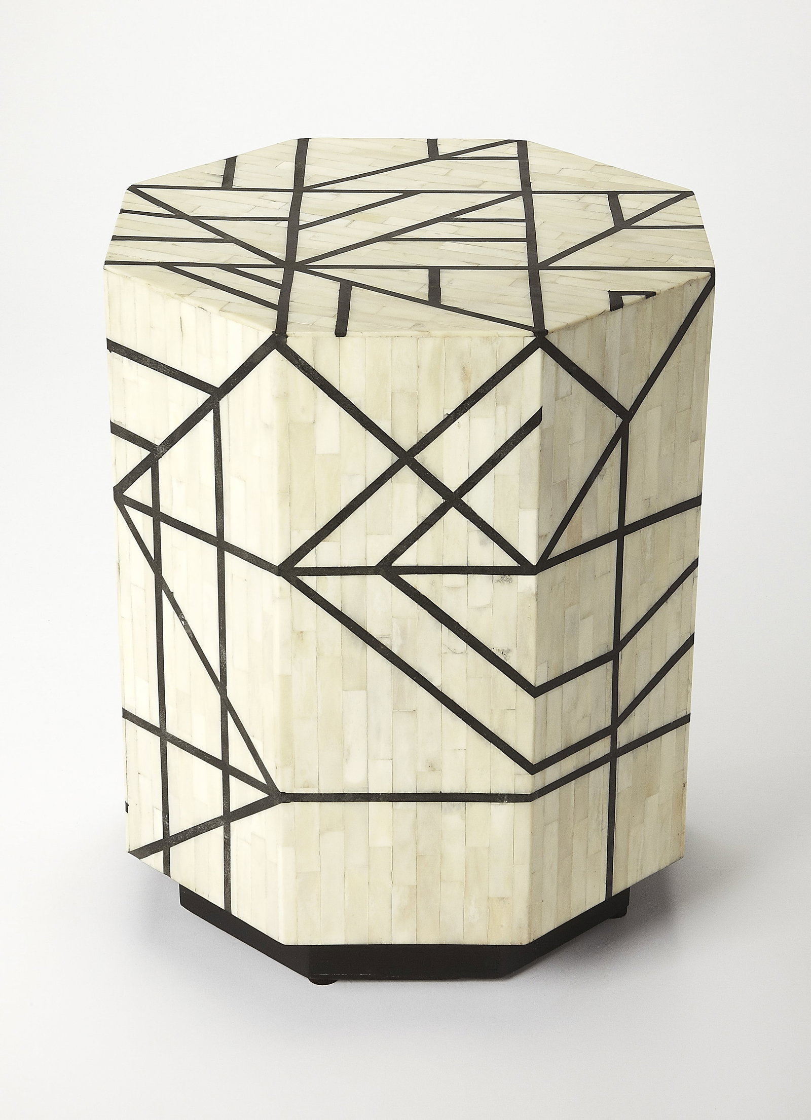 Butler Modern Bone Inlay Octagonal Side Table Black Multi-Color (1 of 4)