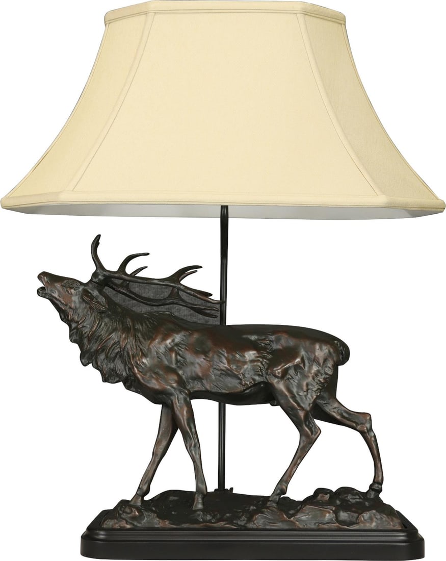 OK Casting Elk Sculpture Table Lamp Lodge Style 27H White Resin (1 of 7)