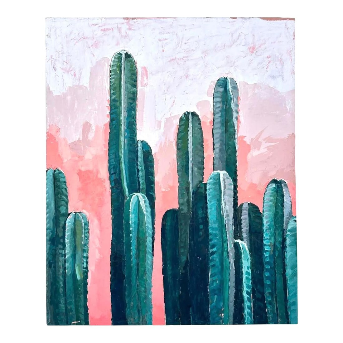 Vintage Boho Abstract Landscape Oil Painting Canvas 48.25x59: Vintage Boho Abstract Landscape Oil Painting Canvas 48.25x59 Discover a stunning vintage Boho original abstract landscape oil painting on canvas. This captivating artwork features a dynamic blend of c