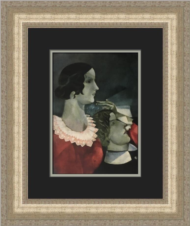 Marc Chagall Lovers in Grey Custom Framed Art Print 1988 (1 of 2)