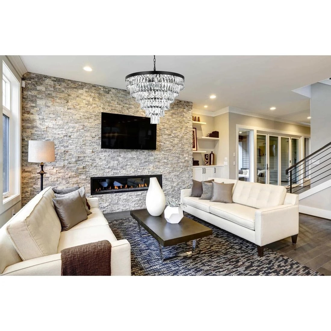 Josephine Modern Black Chandelier 27.5in 13 Lights Crystal ETL Rated (1 of 8)