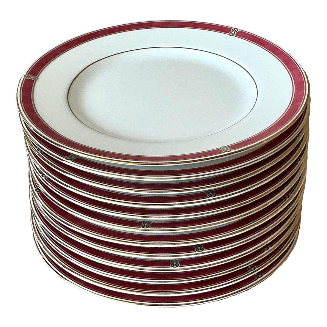 Set of 12 Oceana Red Porcelain Salad Plates with Boho Flair (1 of 5)
